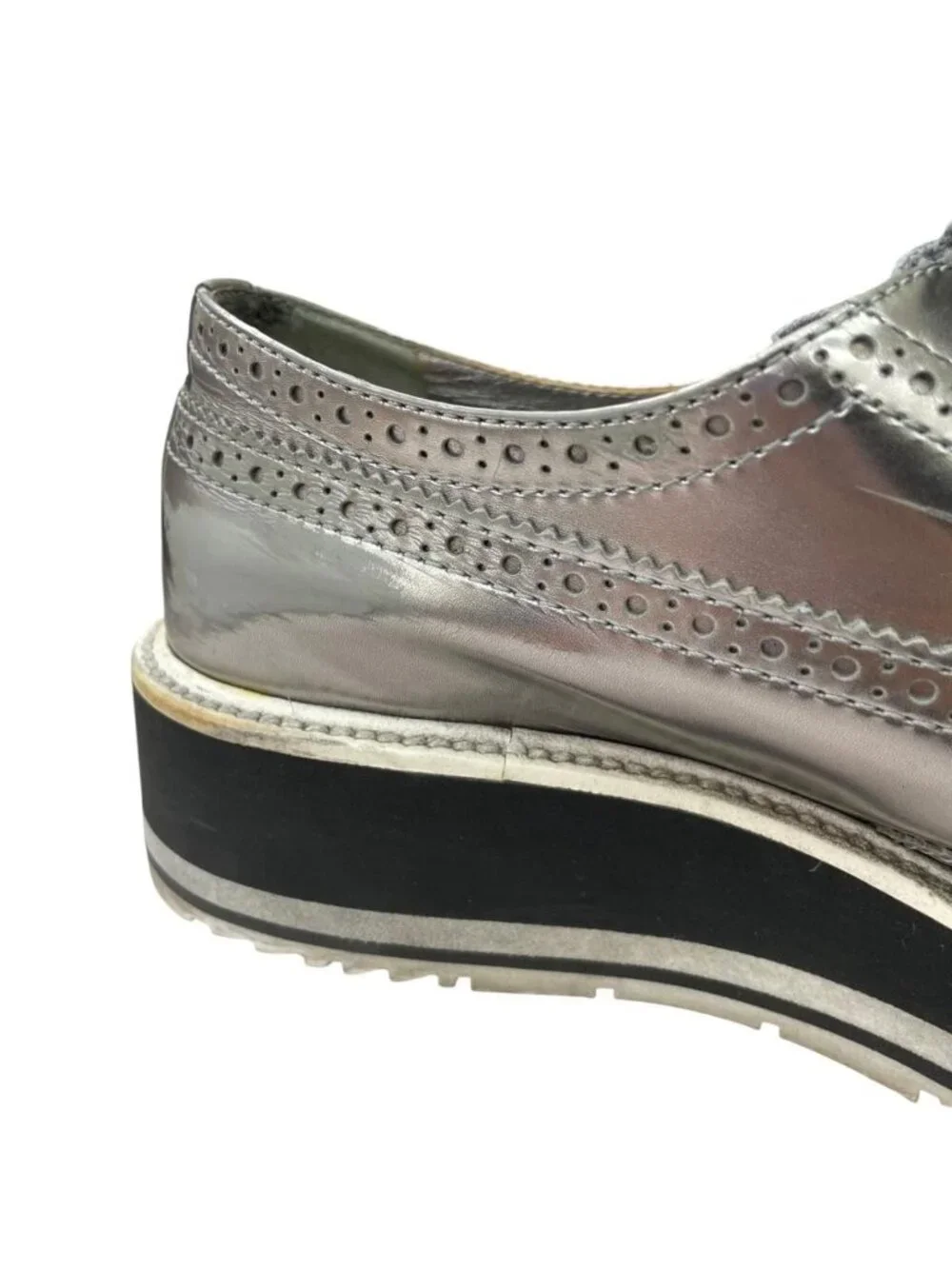 Prada Wingtip Sneakers Silver Metallic Shoes